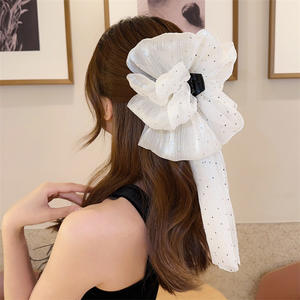 Barrette à cheveux en forme de nœud papillon en filet de ciel étoilé noir et blanc en gros <span class=keywords><strong>pour</strong></span> femmes, barrette à cheveux <span class=keywords><strong>pour</strong></span> <span class=keywords><strong>chignon</strong></span> à l'arrière de la tête, barrette à cheveux en forme d'aileron de requin - Product Image 6