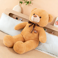 Adorable ours en peluche en polyester de qualité supérieure, décoré de rubans, doux et esthétique, compagnon d'intérieur câlin pour jeunes femmes, rembourrage en coton PP