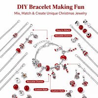Kit de bracelet porte-bonheur calendrier de l'Avent de Noël, ensemble de fabrication de bijoux en alliage pour compte à rebours de 24 jours, pour enfants, cadeaux de fête