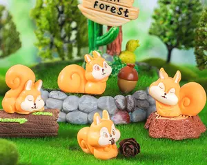 miniature animals kawaii collectible fairy garden model kids toy resin squirrel carton figurine