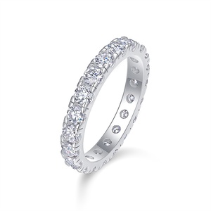 Luxuriöser Doppelreihiger Moissanit Eternity <span class=keywords><strong>Ring</strong></span> aus 925 Sterling Silber, Vollbesetzt, Stapelbar, Hochzeits- und Verlobungsring für Damen und Herren - Product Image 2