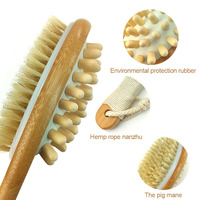 Brosse de massage corporelle en bois écologique à long manche, brosse exfoliante sèche en bambou avec poils nettoyants pour le bain