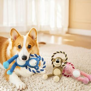 Juguete para mascotas: Cuerda de algodón de felpa para masticar, resistente a mordeduras, anti-aburrimiento, oso y mono azules, indestructible, con sonido. - Product Image 1