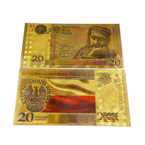 准备好的股票波兰100周年20 PLN货币塑料24k金箔电镀钞票