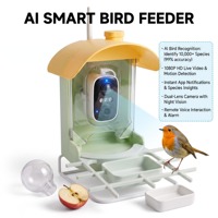 Mangeoire à oiseaux intelligente automatique avec caméra, alimentée par énergie solaire, étanche, en plastique, reconnaissance d'oiseaux par IA, utilisation en extérieur toute saison