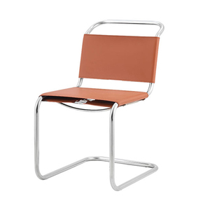 Chaise de salle à manger simple en cuir de selle moderne en acier inoxydable sans accoudoirs salon restaurant loisirs chaise de bureau en cuir en métal - Product Image 3