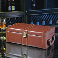 Boîte de luxe étui de transport en cuir boîte-cadeau de vin en cuir PU marron à l'extérieur boîte à vin personnalisée