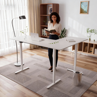 Bureau de direction moderne en L, électrique, réglable en hauteur, double moteur, assis-debout, haute qualité