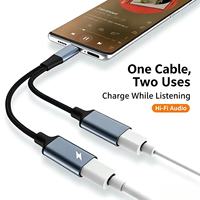 Adaptateur casque multifonction 2-en-1 Type-C vers double Type-C femelle avec port de charge pour smartphones, tablettes et ordinateurs portables
