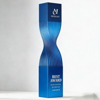 Nouveau trophée en résine à colonne torsadée or rose, récompense commémorative personnalisée pour la cérémonie annuelle de l'entreprise