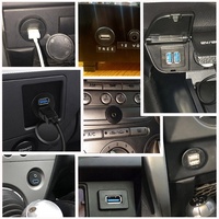 Adaptador de Doble Puerto USB para Montaje Empotrado en el Tablero del Automóvil, Panel de Control con Doble Puerto USB 3.0, Macho a Hembra, Tipo C, Cables de Carga para Montaje en Panel