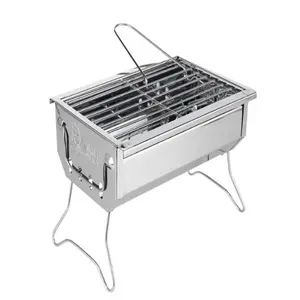 Mini barbecue portable pliable en acier inoxydable, barbecue au charbon de bois, grille de pique-nique en plein air