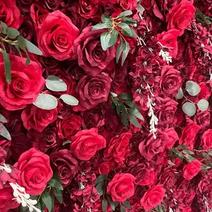 ODM Artificial Flower Wall Rolling Up 5d Flower Wall Backdrop 8ft X 8ft For Wedding Event