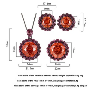 Fashion Eco-friendly Copper Jewelry <b>Earring</b> <b>Set</b> for Women 14-10mm Orange Red Cubic Zirconia Vintage Pendant <b>Earrings</b> Ring <b>Set</b> - Product Image 2