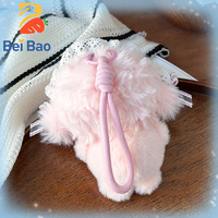 Porte-clés en peluche agneau de 4 pouces avec bonnet en dentelle, poupée agneau moelleuse rose, pendentif de sac avec cordon, jouet pour machine à griffes, vente en gros, stock en vrac