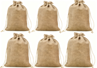 Pochette d'anniversaire réutilisable en jute et lin bio, sacs à bonbons en toile de jute avec cordon de serrage et logo personnalisé
