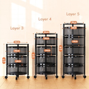 Étagère rotative de rangement de <span class=keywords><strong>cuisine</strong></span> <span class=keywords><strong>moderne</strong></span> blanc noir 3/4/5 couches support de stockage de légumes ou de fruits - Product Image 2