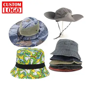 Embroidered With Your Logo Bucket Hat Fishing Hiking Camping Garden Farm Hats Denim Bucket Hat