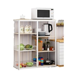 Multi Tier Kitchen Storage Rack With Microwave Shelf And Condiment Organizer Space Saving Design For Kitchen Organization - Product Image 5