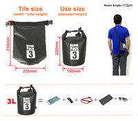 Tas Penyimpanan Luar Ruangan 3L, Kantong Aksesori Berenang & Berkemah, Tas Kering Anti Air, Tas Selempang Pantai, Perlengkapan Hiking, Ransel Trekking