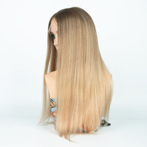 Peluca de cabello europeo lista para enviar, con frente de encaje transparente, cabello humano virgen Remy, liso y sedoso, peluca judía kosher con encaje superior. - Product Image 1