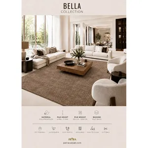 Alfombra de Polipropileno Marrón Petra Bella 40039, 6-11 mm de Grosor, Lavable a Máquina, Apta para Mascotas, con Base de Fieltro, Recortable, para Sala de Estar - Product Image 3