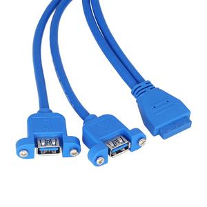 Cable de Extensión <span class=keywords><strong>USB</strong></span> para Placa Base de Computadora, IDE de <span class=keywords><strong>19</strong></span>/20 Pines a Doble <span class=keywords><strong>USB</strong></span> <span class=keywords><strong>3.0</strong></span> Hembra, Montaje en Panel - Product Image 1
