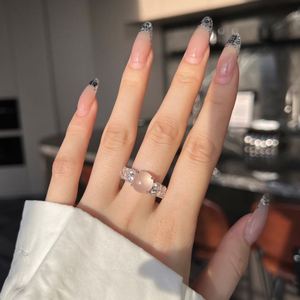 Dylam Exquisite Luxury Jewelry S925 Silver Eternity Band 5A Cubic Zirconia Synthetic Water Foam <b>Jade</b> Women Fine Fashion <b>Rings</b> - Product Image 4