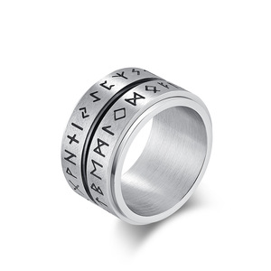 Vintage Nordic Viking letter rotating <b>ring</b> <b>for</b> <b>men</b>, niche, unique, artistic, and stylish accessories, titanium steel <b>ring</b>. - Product Image 5