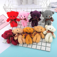 Groothandel Promotionele 13cm Pluche Beer Cadeau Liefdeslint Zachte Gevulde Dieren Sleutelhanger PP Katoen Gevuld Tas Accessoires Sleutelhangers
