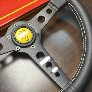 Venta completa para <span class=keywords><strong>MOMO</strong></span> Prototipo 14 pulgadas/350mm Universal cuero plano carreras deporte <span class=keywords><strong>volante</strong></span> alta calidad cuero coche ajuste - Product Image 2