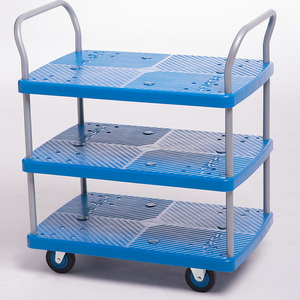 Carrello <span class=keywords><strong>a</strong></span> <span class=keywords><strong>mano</strong></span> <span class=keywords><strong>per</strong></span> il trasporto di magazzino industriale con <span class=keywords><strong>ruote</strong></span> mute <span class=keywords><strong>a</strong></span> 3 livelli in plastica - Product Image 4