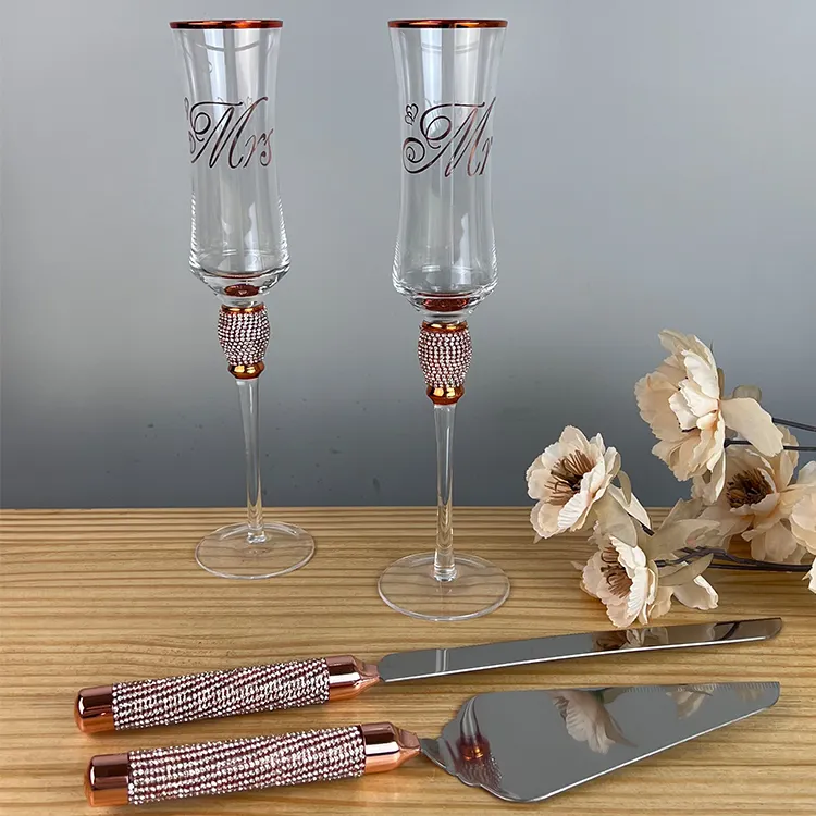 Matrimonio sottile stelo soffiato a mano flauti Champagne confezione regalo senza piombo cristallo trasparente alto formato perfetto bicchieri da Champagne