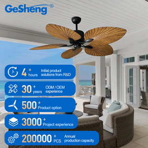 レトロアンティークスタイルのトロピカル52インチセルリングシーリングファンABSパームリーフブレードDCリモコン装飾シーリングファン - Product Image 1