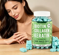 Gummies de biotine, collagène et kératine très demandées, complément beauté 14 nutriments pour cheveux, ongles et peau, 60 unités, OEM/ODM disponible