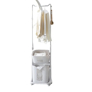 Cesto Portabiancheria Portatile Riutilizzabile in PP con Gancio e Stendibiancheria, Cesto Contenitore Mobile per Vestiti - Product Image 5