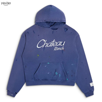Sweat-shirts et hoodies amples en coton délavé à motif cœur américain pour hommes et femmes avec logo frontal