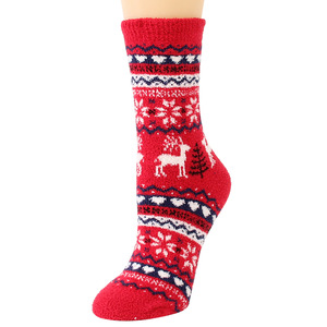 Chaussettes <span class=keywords><strong>de</strong></span> pantoufles en molleton <span class=keywords><strong>de</strong></span> Noël classiques pour femmes et hommes en noir rouge rose bleu-emballage en gros <span class=keywords><strong>de</strong></span> style tube confortable doux - Product Image 3