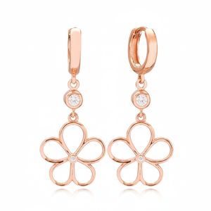 Boucles d'oreilles pendantes en pierre blanche de conception de fleur bijoux fins bijoux turcs faits à la main en gros bijoux en argent Sterling 925 - Product Image 2