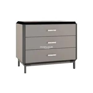 FKD107B Gabinete de fábrica china Gabinete de almacenamiento de madera gris negro con 4 cajones Cómoda nórdica de gama alta de mármol