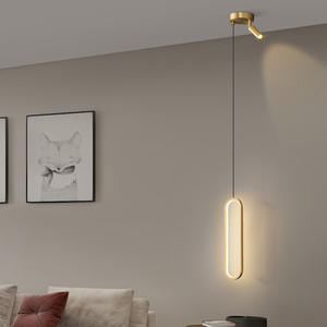 Lampe suspendue longue en fer de style américain, moderne, minimaliste, rotative, hauteur réglable, chambre à coucher, salon, personnalisée, créative - Product Image 3