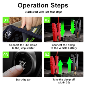 Démarreur de saut portable avec pompe à air de voiture Démarreur de saut de voiture au lithium avec compresseur d'air Démarreur de saut de batterie avec gonfleur de pneu - Product Image 4