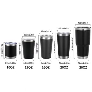 Gobelet isotherme personnalisé avec logo, 20oz 30oz, en acier inoxydable à double paroi, thermique, pour voiture, revêtement poudré, avec paille - Product Image 4