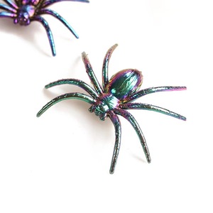 Halloween <b>Spider</b> Decorations 7cm Black And Iridescent <b>Plastic</b> Reusable Indoor Props For Party Venue Setup - Product Image 2