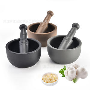 Mortar And Pestle Set Black And Gray Manual Herb Grinder Garlic Mincer Versatile Kitchen Tool For Crushing Spices And Herbs - Product Image 1