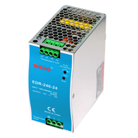 Alimentation électrique sur rail DIN à sortie unique EDR-240W : 90-264VAC/127-370VDC, 24V/10A/48V/5A, faible ondulation, stable et protection automatique
