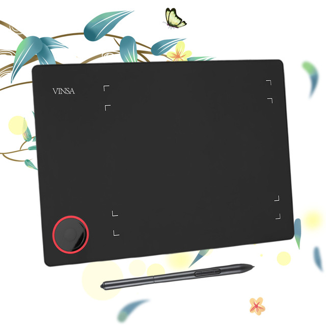 Vinsa T608 Good Quality 9.4 Inch Dial Controller Battery-Free Digital Stylus Signature Tableta Grafica Digital