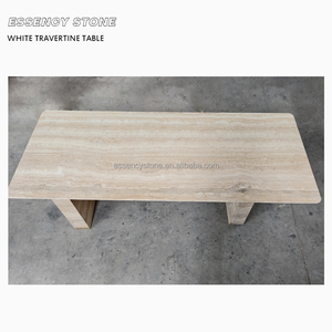 Ánh sáng travertine bàn ăn 280x100x3cm với lỗ không hàn, ý ngà trắng travertine Bàn cà phê - Product Image 1