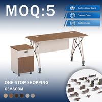 Bureau d'ordinateur pour personnel, surface en mélamine, structure métallique, tiroir, armoire de rangement, poste de travail, mobilier de bureau, usage commercial
