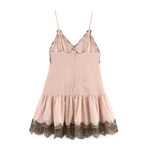 Vestido Mini de Satén con Encaje y Parches para Mujer 2026, con Tirantes Finos, Espalda Descubierta, Sexy, Elegante, para Fiesta o Club, Moda <span class=keywords><strong>Boutique</strong></span> - Product Image 4